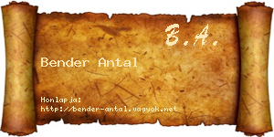 Bender Antal névjegykártya